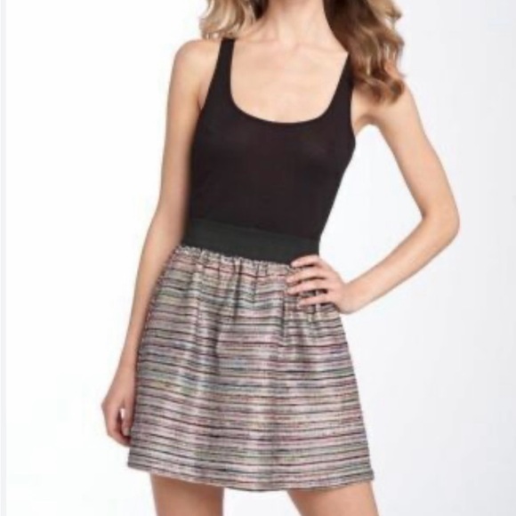 EIGHT SIXTY Metallic Holiday Party Silk Blend Mini Skirt - Picture 1 of 14